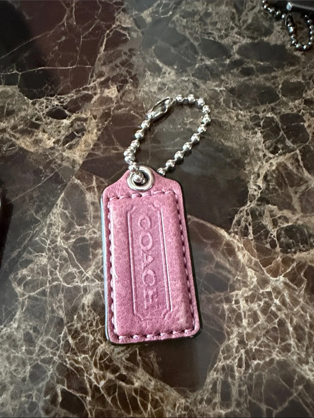 Coach Dusty Rose Suede Key Tag